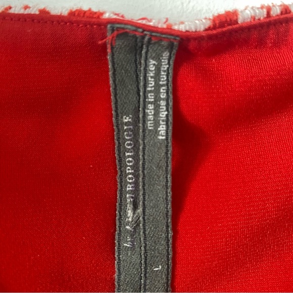 Anthropologie Red/white floral romantic Sweetheart Smock Bodice Sleeve Top sizeL - Picture 6 of 7